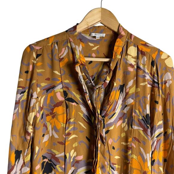 Reiss Elisa Floral Printed Tie Neck Viscose Preppy Long Sleeve Blouse Size 8 - Picture 5 of 15